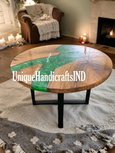Epoxy Resin Table With Round Shape Green Resin River Art coffee/dining/side/end table for bedroom & garden decor furniture Unique Handicrafts IND