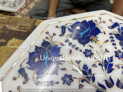 Marble Side Table Top Semi Precious stones floral inlay Pietra Dura work Home Room Decor Unique Handicrafts IND