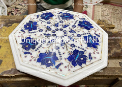 Marble Side Table Top Semi Precious stones floral inlay Pietra Dura work Home Room Decor Unique Handicrafts IND