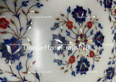 Marble End Table & Coffee Table, Flower Design Marble Table Top, Small Marble Table Top for Balcony, Marble Furniture Table for living room Unique Handicrafts IND