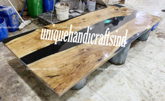 Black Epoxy Table Top, Epoxy Resin Table, Epoxy River Table, Epoxy River Table, Live edge dining, Epoxy Dining Table, Living Room Furniture Unique Handicrafts IND