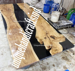Black Epoxy Table Top, Epoxy Resin Table, Epoxy River Table, Epoxy River Table, Live edge dining, Epoxy Dining Table, Living Room Furniture Unique Handicrafts IND