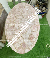 Oval Coffee Table / Rose Quartz Stone Slab Counter Top Random Farm House Table /Vanity Top/ Slab Kitchen Counter Slab Top/Dining top Unique Handicrafts IND