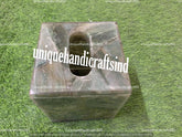 Smoky Quartz Tissue Box, Handmade Bathroom Vanity Tissue Box Home Decor Accessories Unique Handicrafts IND