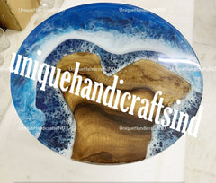 Round Epoxy Dining Table, Custom Made Table For 4, Handcrafted Round Wood and Epoxy Table, Modern Dining Table, Resin Table Unique Handicrafts IND