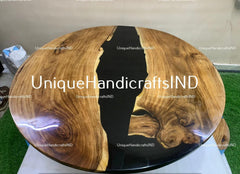 Round Resin table, Black Epoxy Coffee Table, Epoxy Resin Table, Resin Side Table, Resin Cocktail Table Handmade Garden Furniture Decor Unique Handicrafts IND