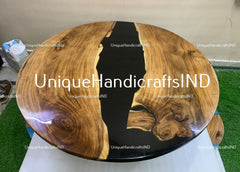 Round Resin table, Black Epoxy Coffee Table, Epoxy Resin Table, Resin Side Table, Resin Cocktail Table Handmade Garden Furniture Decor Unique Handicrafts IND