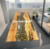 Conference Table ,Live Edge Table With Golden Resin Art, Epoxy Resin Table Mid Century Modern Furniture Unique Handicrafts IND