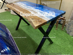 Ocean Table | Epoxy Resin Coffee Table | Ocean Art Dining ,Coffee, Side Table | Walnut Epoxy Round Table | Unique Coffee Table | Sea Table Unique Handicrafts IND