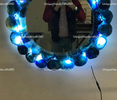 Blue Agate Wall Mirror | Bathroom Mirror | Washbasin Wall Mirror | Blue Wall Mirror | Luxury Mirror Unique Handicrafts IND
