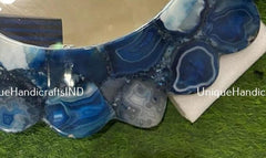 Blue Agate Wall Mirror | Bathroom Mirror | Washbasin Wall Mirror | Blue Wall Mirror | Luxury Mirror Unique Handicrafts IND