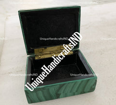 Malachite Marble Jewellery Box, Trinket Box, Unique Gift For Her, Handcrafted Jewel Box, Multi Use Box, Dust Absorber, Air Purifier Unique Handicrafts IND
