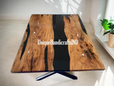 Epoxy Coffee Table, Black Epoxy Table Top, Wooden Table Top, Custom Epoxy River Table Top, Resin Dining Table, Epoxy Dining Table Home Decor Unique Handicrafts IND