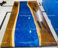 Epoxy Dining Table, Blue Epoxy Table Top, Rustic dining table, Farm Table, Farmhouse Table, Coffee Table, Dining Room Table, Dine Furniture Unique Handicrafts IND