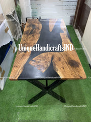 Epoxy Table, dining, sofa, center table top Live Edge Walnut Table ,Custom Order, Epoxy Resin River Table, Natural Wood Furniture Unique Handicrafts IND