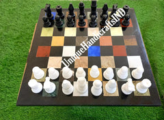 Christmas Gifts Marble Chess Board Game With Chess Pieces Handmade Semi precious Inlay Stone Arts Collectible Fathers day gifts Unique Handicrafts IND