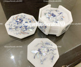 Natural Marble Coasters, Drink Coasters, Stone Coasters Set With Holder, Inlay Coasters,Wedding, Valentine, Housewarming, Mothers Day Gifts Unique Handicrafts IND
