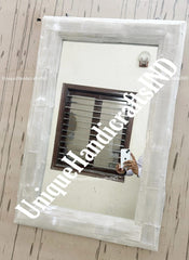 Halloween Sale Selenite Wall Mirror, Stone Mirror for Wall, Handmade Art Selenite Inlay Crystal Mirror, Agate Stone Mirror, Gemstone Mirror Unique Handicrafts IND