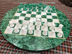 Christmas Gifts Malachite Marble Chess Board, Marble Handmade Malachite Chess Table Top Home Decor Gifts For Him Unique Handicrafts IND
