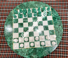 Christmas Gifts Malachite Marble Chess Board, Marble Handmade Malachite Chess Table Top Home Decor Gifts For Him Unique Handicrafts IND