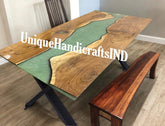 Epoxy Coffee Table, Green Epoxy Table Top, Wooden Table Top, Custom Epoxy River Table Top, Epoxy Dining Table, Epoxy desk Unique Handicrafts IND