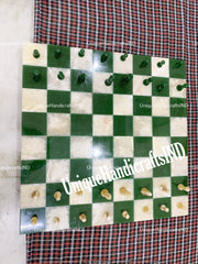 Handmade Green White Marble Chess Handicraft Item For Gift Home decor Antique Precious Items for center piece Gift for him Anniversary gift Unique Handicrafts IND