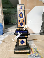 Black & Blue Marble Random Multi Stone Monolithic Pillar Obelisk, Egyptians, Antique Marble Custom Gifts, Living Showpiece Decorative Unique Handicrafts IND