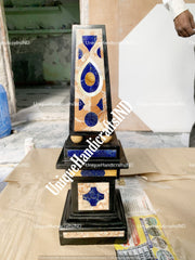 Black & Blue Marble Random Multi Stone Monolithic Pillar Obelisk, Egyptians, Antique Marble Custom Gifts, Living Showpiece Decorative Unique Handicrafts IND