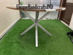 Epoxy Round Table top, Coffee /Side Sofa, center table top , Wood Table ,Custom Order, White Epoxy Resin River Table, round Wood Unique Handicrafts IND