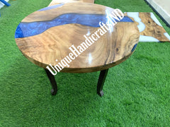 Modern Epoxy Resin Coffee Table in Blue | Handmade Furniture with Unique Resin Design | Stylish Living Room Decor Unique Handicrafts IND