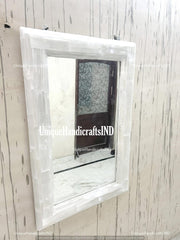Halloween Sale Selenite Gemstone Wall Mirror Handcrafted Design for Personalized Home Décor and Living Room Wall Accent Unique Handicrafts IND