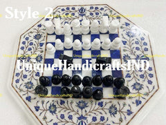 Father's Day Gifts Chess Set in Labradorite Gemstone, Stone inlay Art / Marble Handmade Chess Table Top For Fathers Day Gift Unique Handicrafts IND