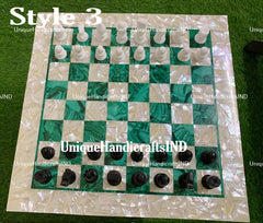 Father's Day Gifts Chess Set in Labradorite Gemstone, Stone inlay Art / Marble Handmade Chess Table Top For Fathers Day Gift Unique Handicrafts IND