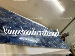 Blue Agate Table Top, Blue Agate Dining Table, Blue Agate Dining Table tops, Agate Countertop, Agate Kitchen Top Agate Conference Table Unique Handicrafts IND