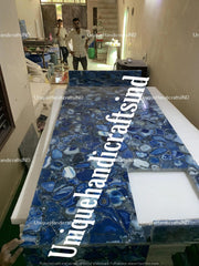 Blue Agate Table Top, Blue Agate Dining Table, Blue Agate Dining Table tops, Agate Countertop, Agate Kitchen Top Agate Conference Table Unique Handicrafts IND