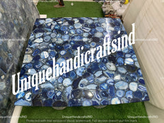 Blue Agate Counter | Blue Agate Dining Table | Agate Table Top Unique Handicrafts IND