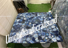 Blue Agate Counter | Blue Agate Dining Table | Agate Table Top Unique Handicrafts IND