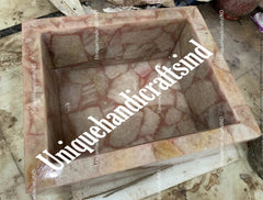 Pink Rose Quartz Stone Sink Wash Basin, Kitchen Vessel, Natural Agate Wash Basin, Random Stone Sink Basin, Handmade Bathroom Interior Decors Unique Handicrafts IND