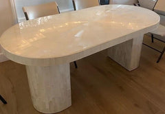 Oval Selenite Dining Kitchen Table / Crystal Countertop / Handmade Luxury Restaurant Interiors Decor and Furniture Unique Handicrafts IND