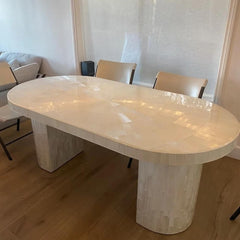 Oval Selenite Dining Kitchen Table / Crystal Countertop / Handmade Luxury Restaurant Interiors Decor and Furniture Unique Handicrafts IND