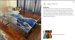Epoxy Resin Dinner Table, Natural Acacia Wood Table,Ocean Waves Resin Table with Iron Stand, Made To Order, Console Sofa, River Coffee Table Unique Handicrafts IND