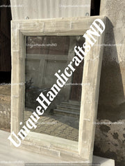 Wall Mirror, Sunburst Selenite Crystal Wall Hanging Mirror , Luxury Bathroom & Kitchen Decor Round Art Deco Wall Mirrors Handmade Gifts Unique Handicrafts IND