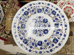 Marble Side Table Top Lapis lazuli Semi Precious stones floral inlay Pietra Dura work Home Room Decor Gift Her Unique Handicrafts IND