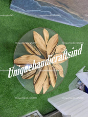 Epoxy Table, dining, sofa, Side center table top, Live Edge Walnut Table ,Custom Order, Clear Epoxy Resin River Table, round Wood 24X24"Inc Unique Handicrafts IND