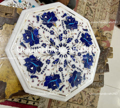 Marble Side Table Top Semi Precious stones floral inlay Pietra Dura work Home Room Decor Unique Handicrafts IND