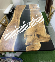 Black Epoxy Table Top, Epoxy Resin Table, Epoxy River Table, Epoxy River Table, Live edge dining, Epoxy Dining Table, Living Room Furniture Unique Handicrafts IND