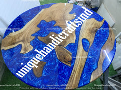 Blue Resin End Table ,Epoxy Acacia river table , Small decorative night table ,Ocean and sea theme trunk décor ,industrial sofa Table Unique Handicrafts IND
