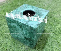 Malachite Stone Tissue Box / Bathroom Napkin tissue Box Accessories Handmade Home Decor Unique Handicrafts IND