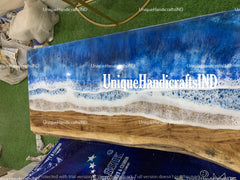 Ocean Table | Epoxy Resin Coffee Table | Ocean Art Dining ,Coffee, Side Table | Walnut Epoxy Round Table | Unique Coffee Table | Sea Table Unique Handicrafts IND