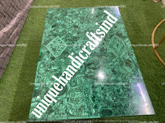 Marble Malachite Table Top Stones Random Work Semi Precious Stone Handmade Work / Malachite Kitchen Counter Unique Handicrafts IND